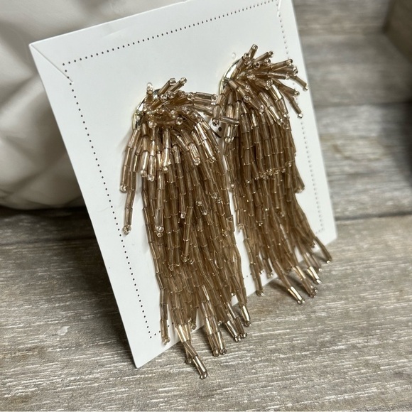 Stella & Dot Fireworks Beaded Post Statement Earrings Champagne Golden NEW - Picture 7 of 10